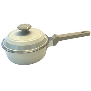 VTG Club Supra Aluminum Ivory White Pot w/ Lid + Handle 1 quart Med Saucepan